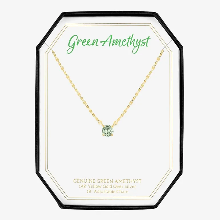Gemstone 14K Gold Over Silver Round 18 Inch Pendant Necklace