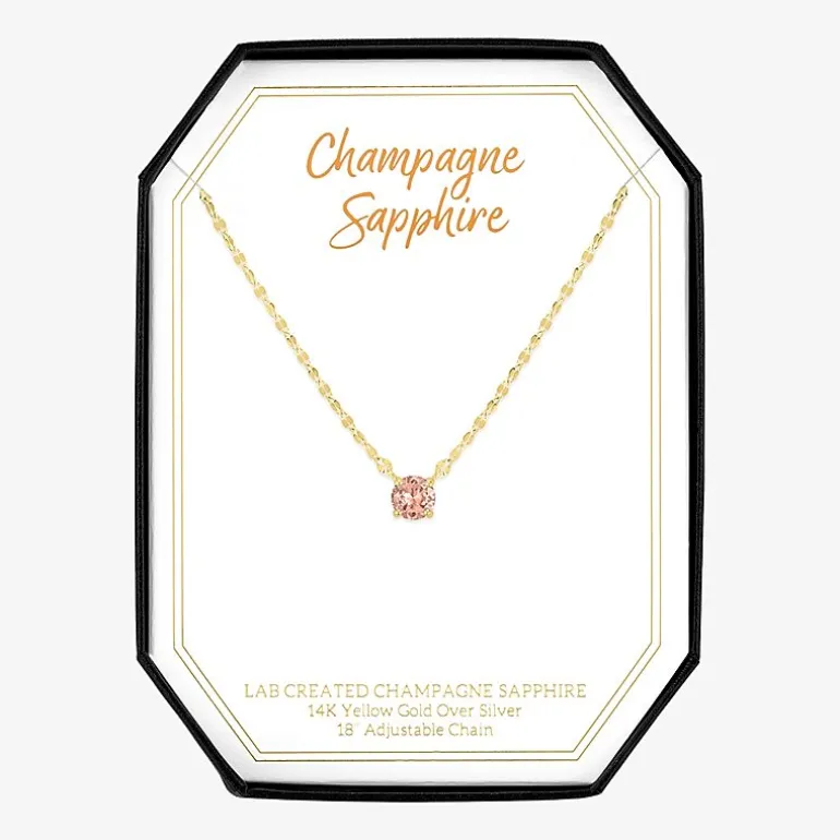 Gemstone 14K Gold Over Silver Round 18 Inch Pendant Necklace