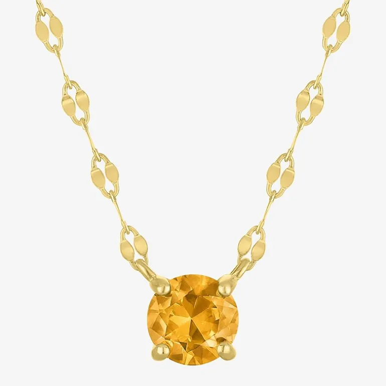 Gemstone 14K Gold Over Silver Round 18 Inch Pendant Necklace