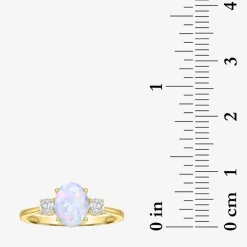 Gemstone 10K Gold 3-Stone Oval Cocktail Ring