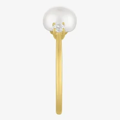 Gemstone 10K Gold 3-Stone Oval Cocktail Ring