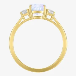Gemstone 10K Gold 3-Stone Oval Cocktail Ring