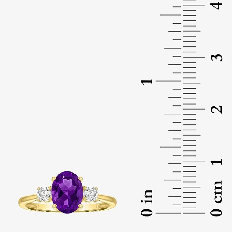 Gemstone 10K Gold 3-Stone Oval Cocktail Ring