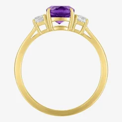 Gemstone 10K Gold 3-Stone Oval Cocktail Ring