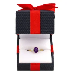 Gemstone 10K Gold 3-Stone Oval Cocktail Ring