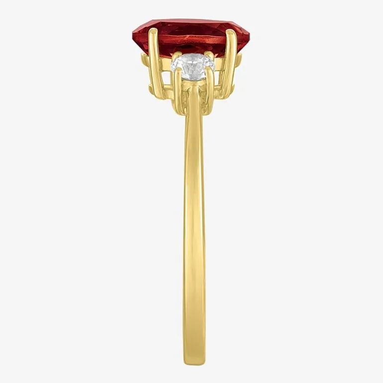 Gemstone 10K Gold 3-Stone Oval Cocktail Ring