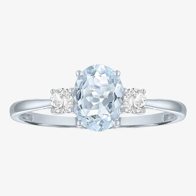 Gemstone 10K Gold 3-Stone Oval Cocktail Ring