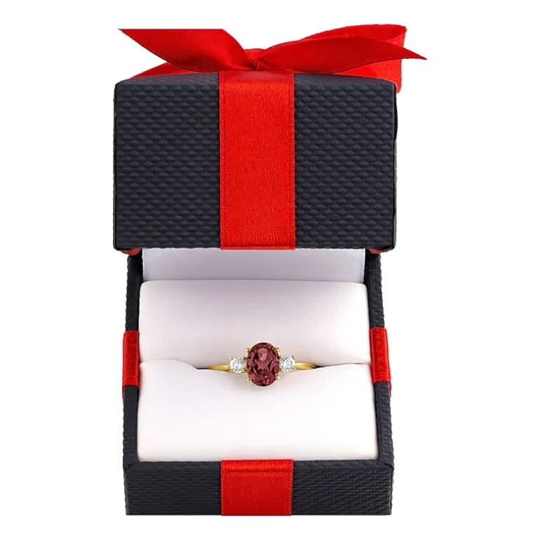 Gemstone 10K Gold 3-Stone Oval Cocktail Ring