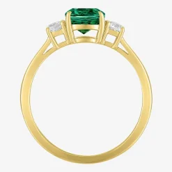 Gemstone 10K Gold 3-Stone Oval Cocktail Ring