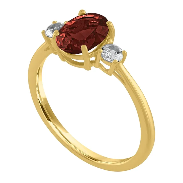 Gemstone 10K Gold 3-Stone Oval Cocktail Ring