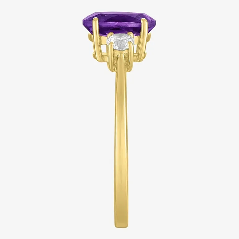 Gemstone 10K Gold 3-Stone Oval Cocktail Ring