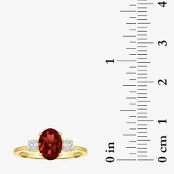 Gemstone 10K Gold 3-Stone Oval Cocktail Ring
