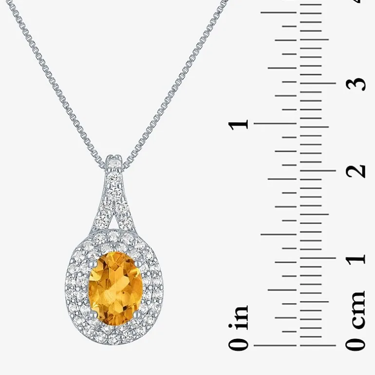 Gemstone & Lab-Created White Sapphire Sterling Silver Halo Pendant Necklace