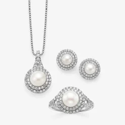 Gemstone & Lab-Created White Sapphire Sterling Silver Halo Pendant Necklace
