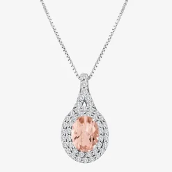 Gemstone & Lab-Created White Sapphire Sterling Silver Halo Pendant Necklace