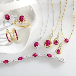 Gemstone & Lab-Created White Sapphire Sterling Silver Halo Pendant Necklace
