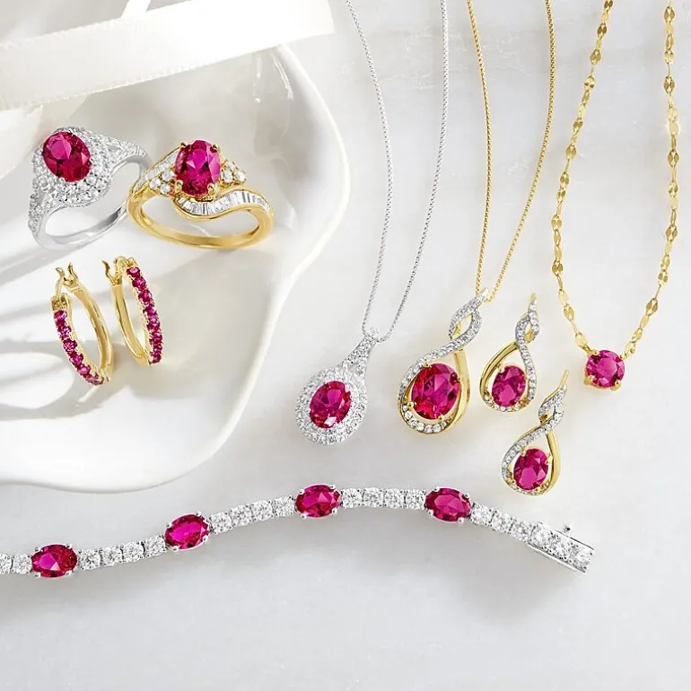 Gemstone & Lab-Created White Sapphire Sterling Silver Halo Pendant Necklace