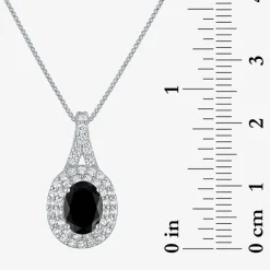 Gemstone & Lab-Created White Sapphire Sterling Silver Halo Pendant Necklace