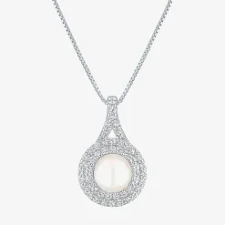 Gemstone & Lab-Created White Sapphire Sterling Silver Halo Pendant Necklace