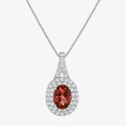 Gemstone & Lab-Created White Sapphire Sterling Silver Halo Pendant Necklace