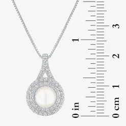 Gemstone & Lab-Created White Sapphire Sterling Silver Halo Pendant Necklace