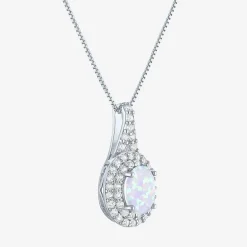 Gemstone & Lab-Created White Sapphire Sterling Silver Halo Pendant Necklace