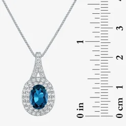 Gemstone & Lab-Created White Sapphire Sterling Silver Halo Pendant Necklace