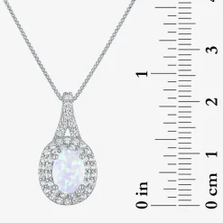 Gemstone & Lab-Created White Sapphire Sterling Silver Halo Pendant Necklace