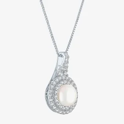 Gemstone & Lab-Created White Sapphire Sterling Silver Halo Pendant Necklace