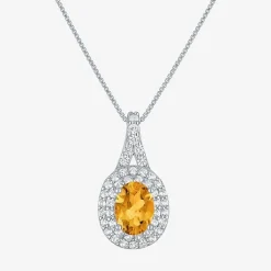 Gemstone & Lab-Created White Sapphire Sterling Silver Halo Pendant Necklace