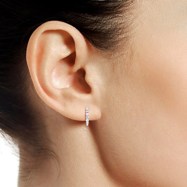 Gemstone & Lab-Created White Sapphire Sterling Silver Hoop Earrings