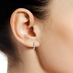 Gemstone & Lab-Created White Sapphire Sterling Silver Hoop Earrings