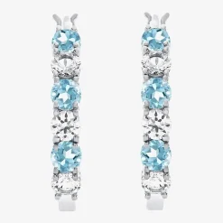 Gemstone & Lab-Created White Sapphire Sterling Silver Hoop Earrings