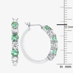 Gemstone & Lab-Created White Sapphire Sterling Silver Hoop Earrings