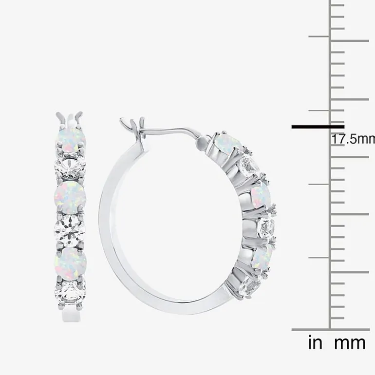 Gemstone & Lab-Created White Sapphire Sterling Silver Hoop Earrings