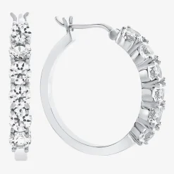 Gemstone & Lab-Created White Sapphire Sterling Silver Hoop Earrings