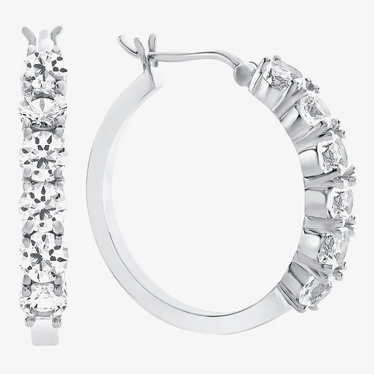 Gemstone & Lab-Created White Sapphire Sterling Silver Hoop Earrings