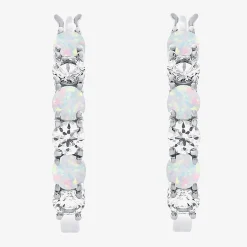 Gemstone & Lab-Created White Sapphire Sterling Silver Hoop Earrings