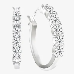 Gemstone & Lab-Created White Sapphire Sterling Silver Hoop Earrings