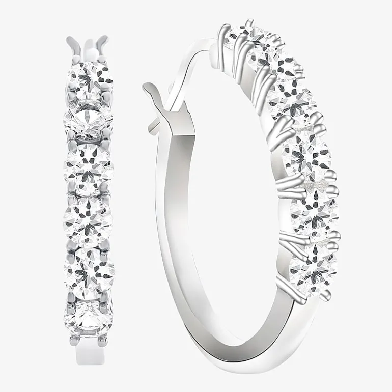 Gemstone & Lab-Created White Sapphire Sterling Silver Hoop Earrings