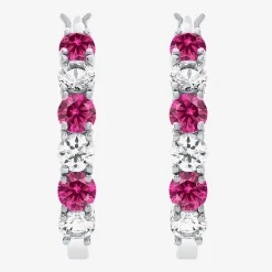 Gemstone & Lab-Created White Sapphire Sterling Silver Hoop Earrings