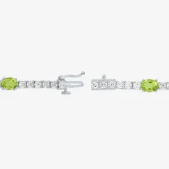Gemstone Pure Silver Over Brass Tennis Bracelet