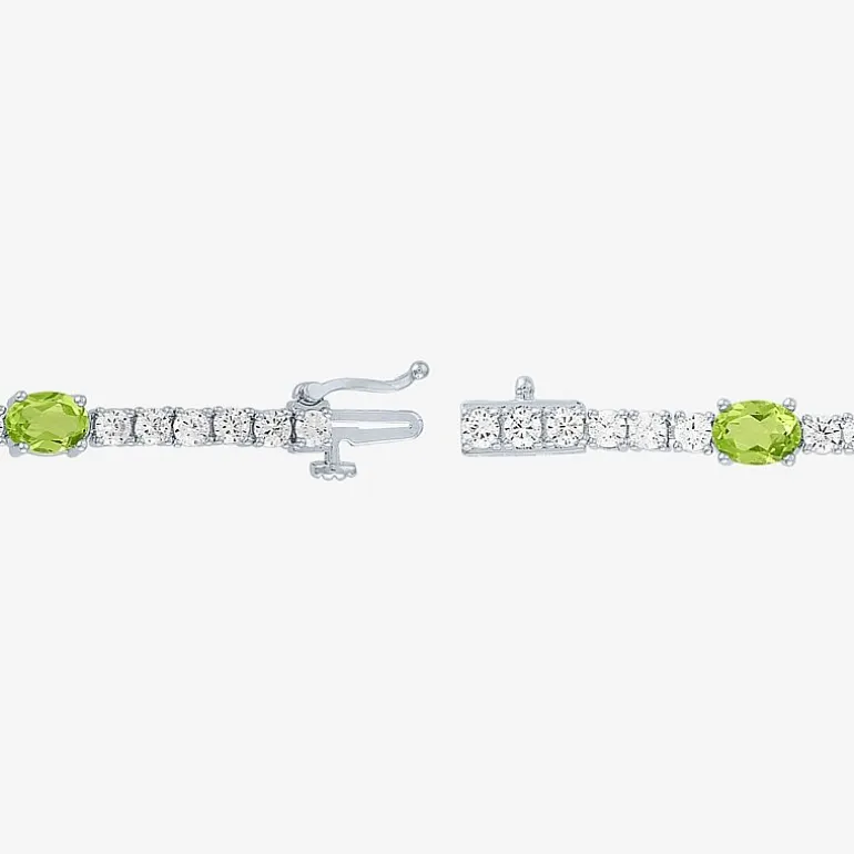 Gemstone Pure Silver Over Brass Tennis Bracelet