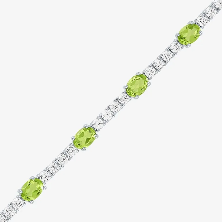 Gemstone Pure Silver Over Brass Tennis Bracelet