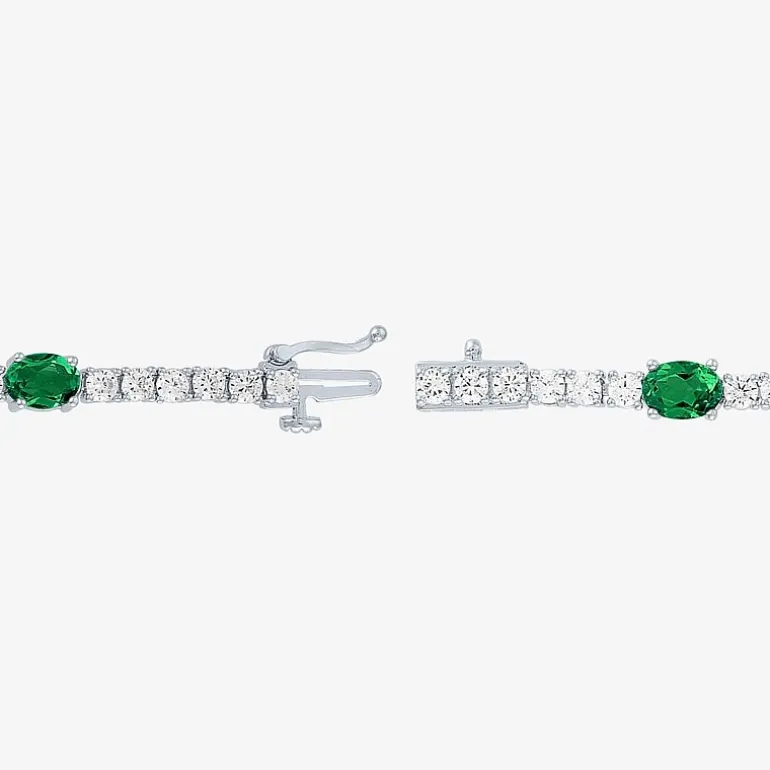 Gemstone Pure Silver Over Brass Tennis Bracelet