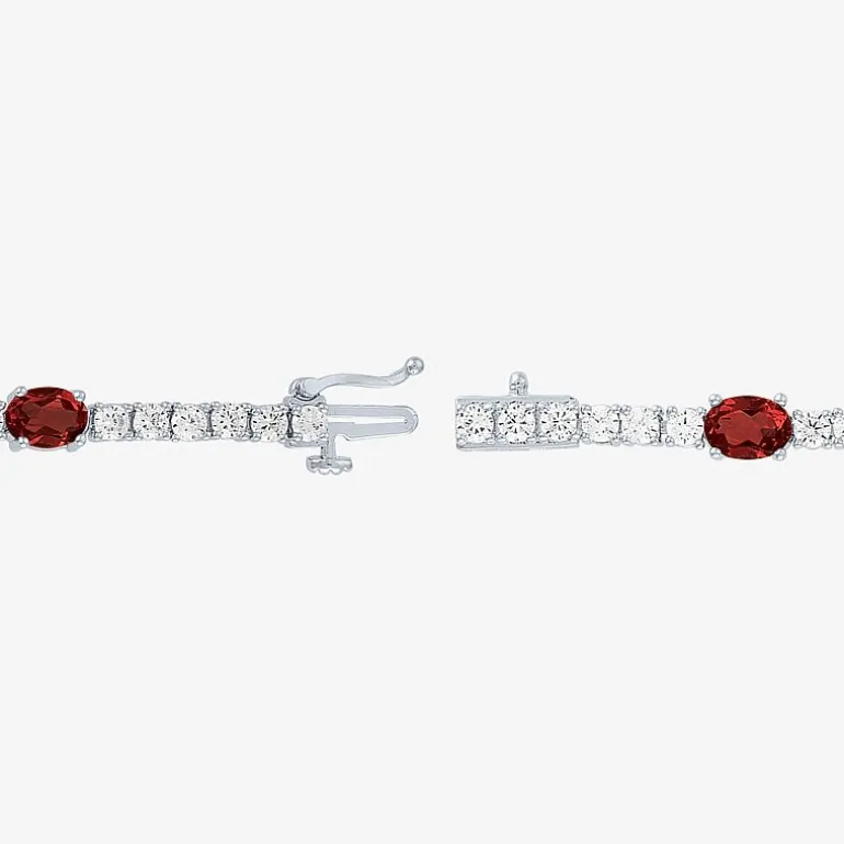 Gemstone Pure Silver Over Brass Tennis Bracelet