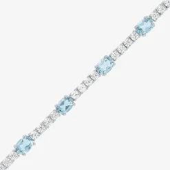 Gemstone Pure Silver Over Brass Tennis Bracelet