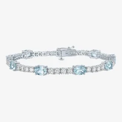 Gemstone Pure Silver Over Brass Tennis Bracelet