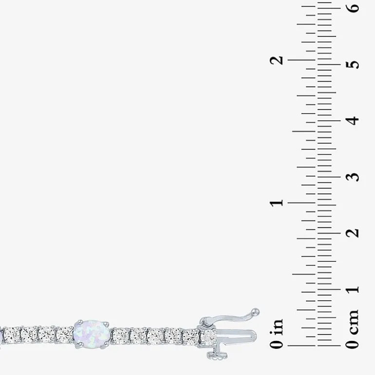 Gemstone Pure Silver Over Brass Tennis Bracelet