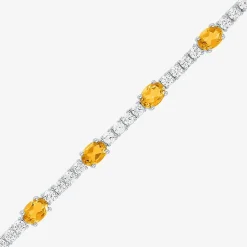 Gemstone Pure Silver Over Brass Tennis Bracelet